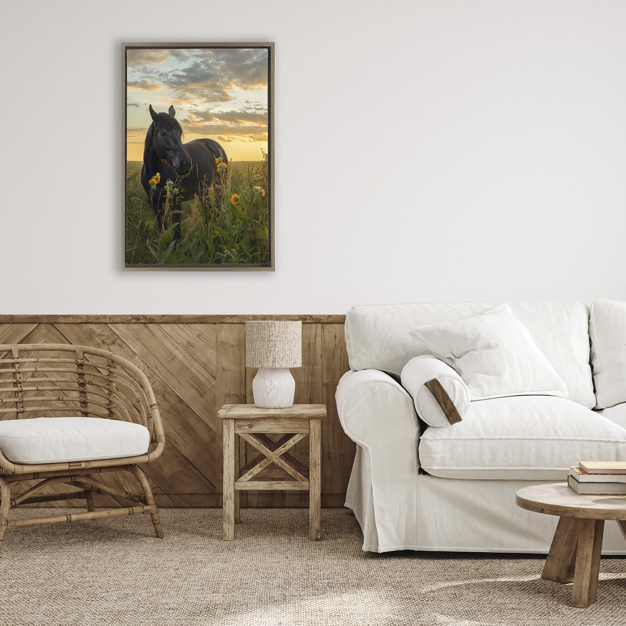 Stupell Industries Standing In Field Of Flowers Brown Framed Floater Canvas Wall Art, design by Creative Studio