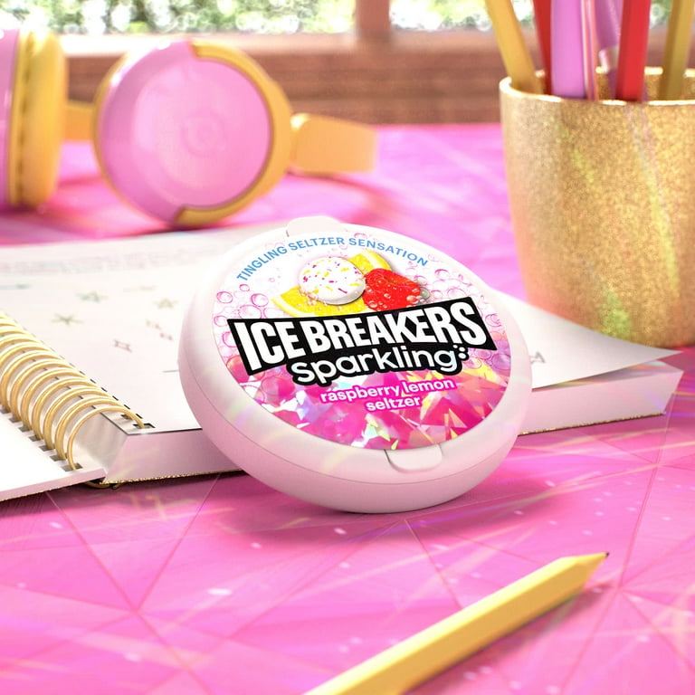 Ice Breakers Sparkling Raspberry Lemon Seltzer Flavored Mints, 1.5