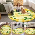 thumbnail image 5 of Yellow Lemon Round Area Rug 4Ft Washable Circle Rugs for Bedroom Dining Room, Summer Botanical Lemons Cute Yellow Non-Slip Carpet Floor Mats Indoor Outdoor Carpet Runner Aesthetic Home Decor, 5 of 8
