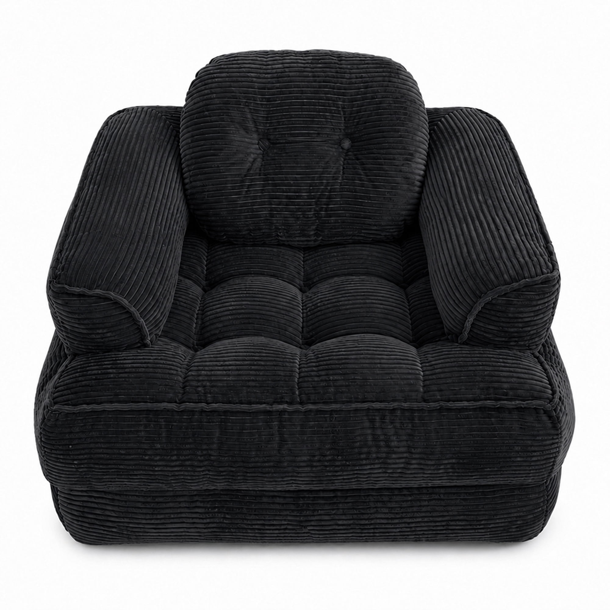 Leumius 70" Folding Sofa Bed,Convertible Single Sofa Bed with Armrest,2-in-1 Corduroy Boneless Foldable Bed with Pillows for Bedroom, Living Room, Homestay, Game Room,Black