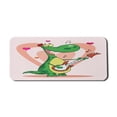 thumbnail image 1 of Guitar Computer Mouse Pad, Cartoon Style Happy Dinosaur Playing an Instrument Romantic Hearts on the Back, Rectangle Non-Slip Rubber Mousepad X-Large, 35" x 15", Rose Multicolor, by Ambesonne, 1 of 2