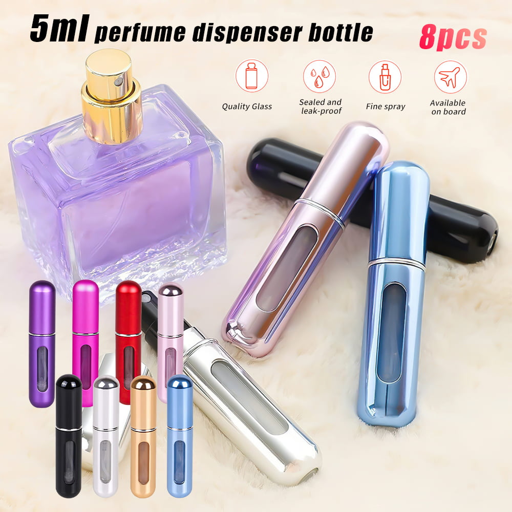HINNASWA Portable Mini Refillable Perfume Empty Spray Bottle Atomizer  Bottom Refill Pump Case for Traveling and Outgoing 3 Pcs Pack of 5ml  (Sliver, Gold, Pink)