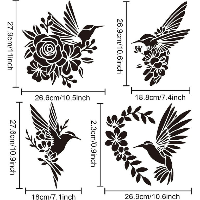 4pcs Hummingbird Stencil Bird Rose Peach Blossom Flower Stencils for Painting 8.3×11.7/11.8×11.8 Inch Reusable Stencils DIY Art Craft Template for Painting on Walls Furniture - Walmart.com 4pcs-hummingbird-stencil-bird-rose-peach-blossom-flower-stencils-for-painting-8-3-11-7-11-8-11-8-inch-reusable-stencils-diy-art-craft-template-for-painting-on-walls-furniture-walmart-com