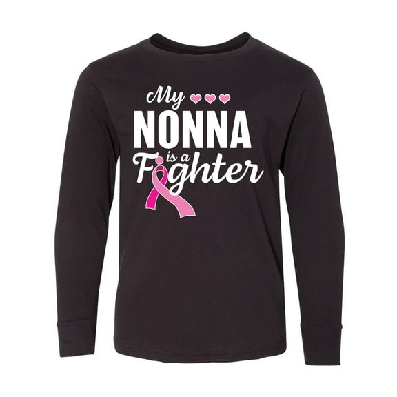 Inktastic Breast Cancer Awareness My Nonna is a Fighter Long Sleeve Youth T-Shirt