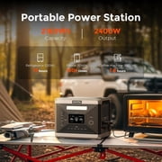 Clearance! Solarplay Portable Power Station Q2501 2400W Continuous 4800W Peak LiFePO4 Battery with 200W Solar Panel for Camping Home Backup