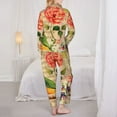 thumbnail image 5 of Kll Vintage Bird Print Women'S Long Sleeve Pajamas With Pants Sleepwear Loungewear 2 Set-Small, 5 of 9