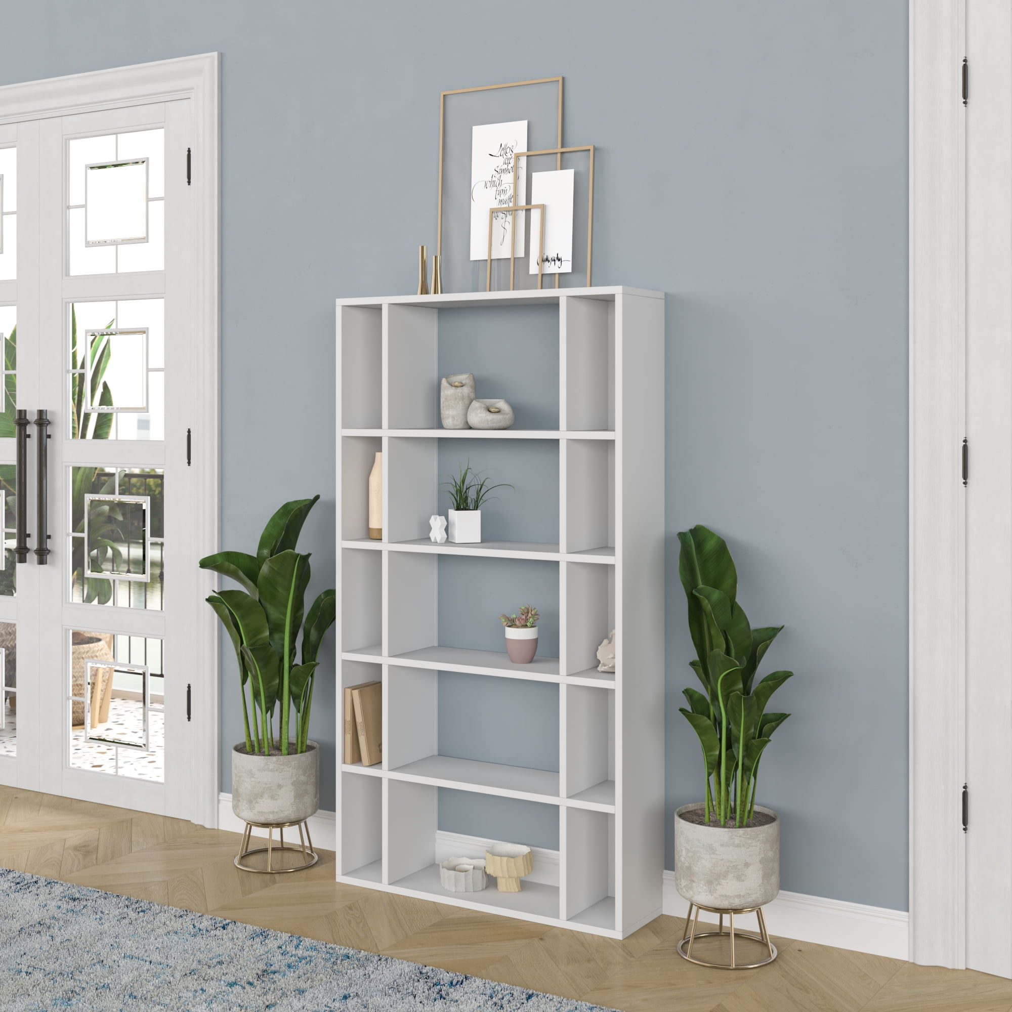 Ada Home Decor Sanborn Multiple Tier Open Shelf Modern Bookcase, White