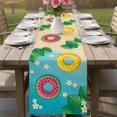 thumbnail image 4 of Summer Swimming Rings Table Runner 72 Inches, Floral Plumeria Beach Seaside Bed Runner Dresser Scarves Tabletop for Indoor Outdoor Parties/Ceremony/Banquet, 16" x 72", 4 of 9