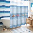 thumbnail image 5 of No Hook Shower Curtain, Coastal Blue Striped Shower Curtains for Bathroom with See Through Top Window, Ocean Sea Summer Starfish Coral Shells Waterproof & Washable Bath Curtain 60"x72", 5 of 9
