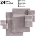 thumbnail image 3 of Casa Platino Juego de 24 Toallas de Baño 100% Algodón Hilado en Anillos, 2 Toallas de Baño, 2 de Gimnasio, 2 de Baño, 4 de Dedo, 6 de Mano, 8 Paños, Absorbentes, Suavidad de Lujo para la Vida Diaria – Platino, 3 of 7