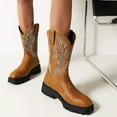 thumbnail image 4 of Cowboy Boots for Men Western Boots Men's Square Toe Mid-Calf Boots Classic Embroidered Pull On Boots, 4 of 7