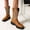 Yellow, variant on Men's Cowboy Boots Mid Calf Boots Square Toe Chunky Heel Embroidery Western Boots