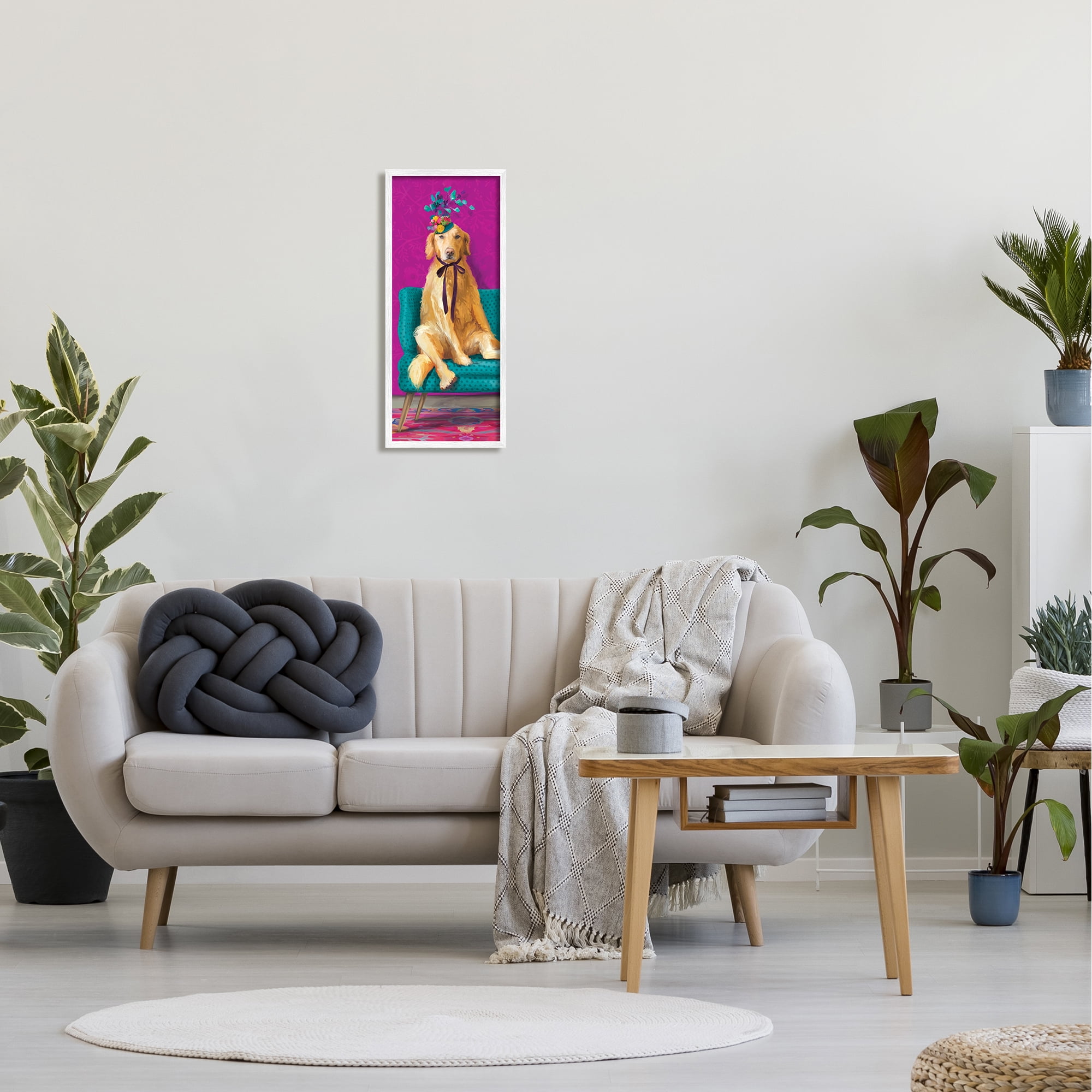 Stupell Industries Extravagant Pampered Dog Portrait Contemporary Furniture Floral Pattern,10 x 24, Design by Kamdon Kreations