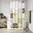 thumbnail image 6 of No Hook Shower Curtain, Spring Floral Shower Curtains for Bathroom with See Through Top Window, Yellow Flowers Botanical Patchwork Grid Bohemia Waterproof & Washable Bath Curtain Narrow 54"x78", 6 of 9