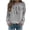 Gray, variant on Plus Size Women Feather Print Crewneck Sweatshirt Long Sleeve Loose Knit Pullover for Fall Camping Casual Daily Wear