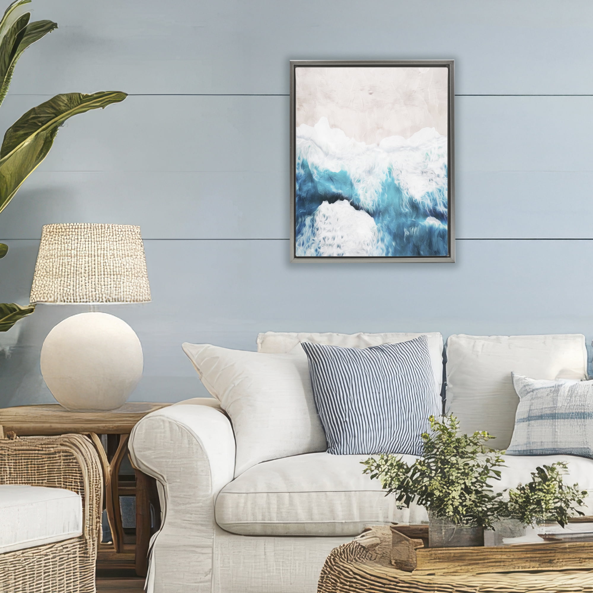Stupell Industries On The Beach Aerial Gray Framed Floater Canvas Wall Art, design by Milli Villa
