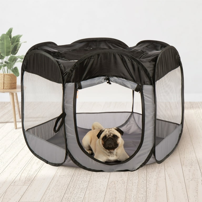 FurHaven Pet Products Medium Portable Mesh Playpen Pop Up Enclosure For Dogs Cats Black Walmart