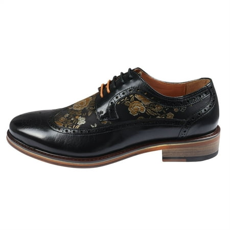 

Justin Reess Ross - Men s Floral Print Leather Brogue Shoes