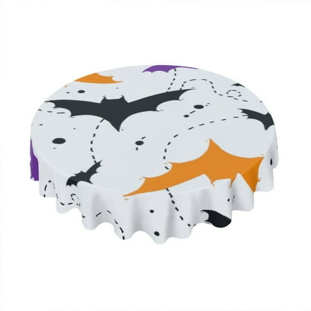 

Kurmntregon Halloween Tablecloth Bat Pumpkin Scary Ghost Halloween Table Decor Round Table Cover For Halloween Party Home Dinner Party Haunted House Decorations 60 Inch