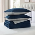 thumbnail image 3 of VCNY Home Embroidered 3-Piece Blue Pick Stitch Microfiber Quilt Set, Full/Queen, 3 of 6