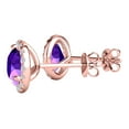 thumbnail image 3 of Aone Jewelry 1.95 Ct Round Amethyst & Natural Diamond Stud Earrings for Women in 10K Rose Gold – 6MM Gemstone, Push Back Studs, 3 of 5