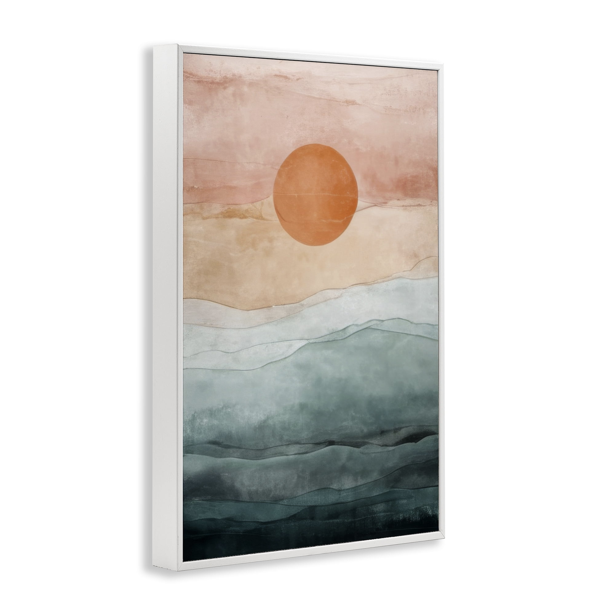 Stupell Industries Crimson Orb Landscape Landscape Painting White Framed Art Print Wall Art, 16 x 24