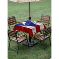 thumbnail image 3 of Outdoor Tablecloth with Umbrella Hole and Zipper, Puerto Rican Flag Square Table Cloth 54x54 Inch Waterproof Tablecloth, Vintage Geometric Art Wooden Picnic Table Cover for Patio Camping, 3 of 7
