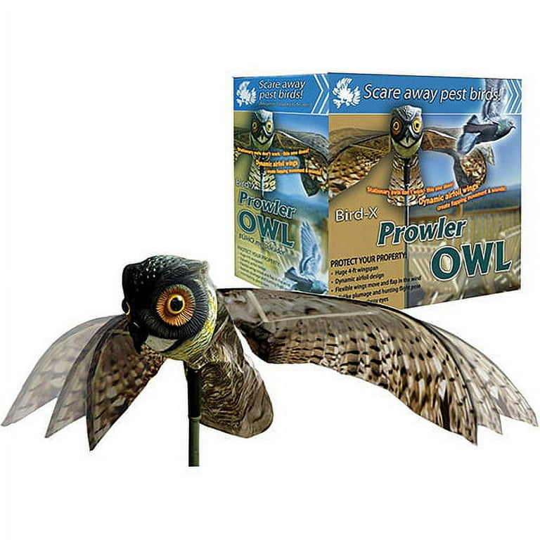 Bird-X Prowler Owl Realistic Owl Decoy Scarecrow Flapping Wings