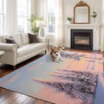 thumbnail image 2 of 5'x7' Area Rugs for Living Room Bedroom, Pink Winter Landscapes Washable Rug Carpet Runner Indoor Outdoor, Nature Snow Forest Sunset Non Slip Floor Mats Area Rug for Kitchen, Nursery, 2 of 8