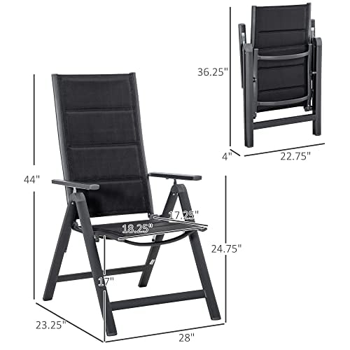 Outsunny 2 Piece Outdoor Patio Folding Chair Set, Aluminum Frame ...