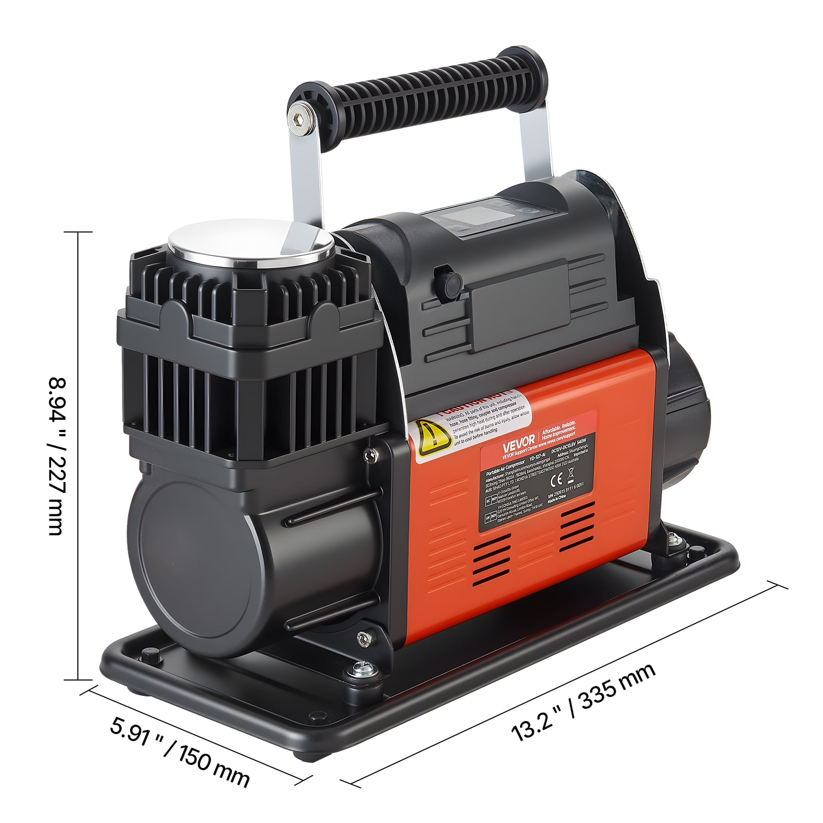 VEVOR 12V Heavy Duty Air Compressor, Auto-Stop Portable Tire Inflator with LCD Digital Display, 7.14 CFM 150PSI Offroad Air Pump with Adapters for Trucks Car SUV 4 x 4 Vehicle RV