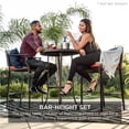 thumbnail image 3 of Best Choice Products 3-Piece Outdoor Wicker Patio Bar Table Bistro Set w/ Barstools, Steel Frame - Gray/Blue, 3 of 8