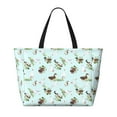 thumbnail image 2 of KLL Duck Animals Farm Print Large Beach Tote Bag Women Waterproof Sandproof Zipper Beach Tote Bag for Pool Gym Grocery Travel with Wet Pocket, 2 of 7