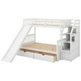 thumbnail image 2 of Euroco Wood Twin over Full Bunk Bed with 2 Drawers and Slide, Storage Staircase for Bedroom, White, 2 of 11