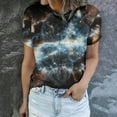 thumbnail image 2 of Penkiiy Galaxy Printed Shirt , Women's Cosmic Star Sky Print Funny Casual Fashion Short Sleeve Tops Blouse XL Black, 2 of 7