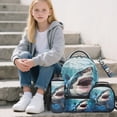 thumbnail image 2 of Jeiento 5-Piece Backpack and Lunch Box Set 16 Inch Water Resistant Polyester Blue Shark Backpack for Elementary Boys with Pencil Case, Water Bottle Holder, Keychain, Back to School, 2 of 6