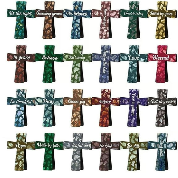 QHUDLV Magnetic Cross Bookmarks, Reading Locator, Christian Cross Magnetic Page Markers, Religious Bible Verses Bookmarks for Bible Study, Readers, Students Use
