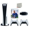 Sony Playstation 5 Disc Version Console with Extra White Controller, 1080p HD Camera and FIFA 22 Bundle with Cleaning Cloth