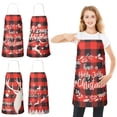thumbnail image 1 of 4 Pcs Christmas Aprons, Adjustable Kitchen Baking Aprons, Festive Snowflake Words in Red Black Plaid Pattern, Ideal for Kitchen Baking Parties, 1 of 6