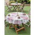 thumbnail image 4 of Outdoor Tablecloth with Umbrella Hole for Patio/Picnic/Party/Camping, Pink Blue Coastal Waterproof Table Cloth Round Cover Washable, Summer Beach Coral Sea Turtle Starfish (Dia 60"), 4 of 8