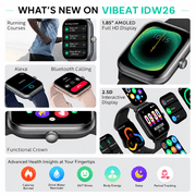 Vibeat Smart Watch for Men, 1.85 AMOLED Screen with Bluetooth Call & Voice Control, 120+ Sport Modes, IP68 Waterproof Fitness Tracker for Android iOS, Pink