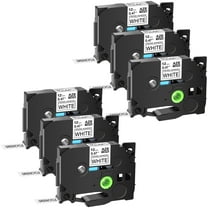 GREENCYCLE 6PK Compatible for Brother P-touch Black on White 12mm TZ TZe TZe-S231 TZ-S231 TZe-231 TZ-231 Extra Strength Laminated Label Tape
