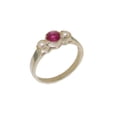 thumbnail image 1 of LBG British Made 925 Sterling Silver Natural Ruby & Cultured Pearl Womens Trilogy Ring - 33 size options, 1 of 7