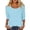 a-Light Blue3713, variant on VNKIDY Women's T-Shirt Solid Color Three Quarter Sleeve Tees Lightweight Scoop Neck Loose Fit Casual Basic Top For Daily Layering Wear Trendy Top