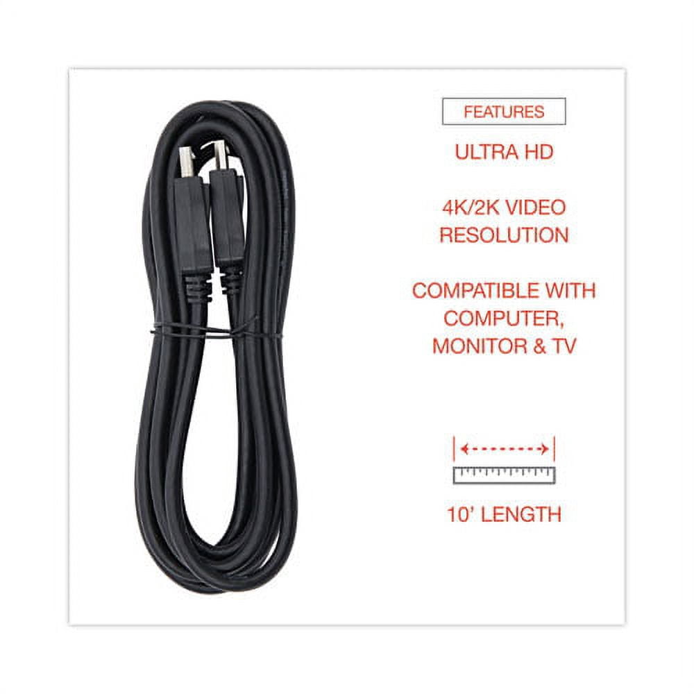 Displayport Cable, 10 Ft, Black | Bundle of 10 Each