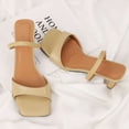 thumbnail image 6 of BadPiggies Square Toe Heeled Sandals for Women, Double Band Low Block Heel Sandals 2.8in Chunky Dressy Sandal Mules, 6 of 9