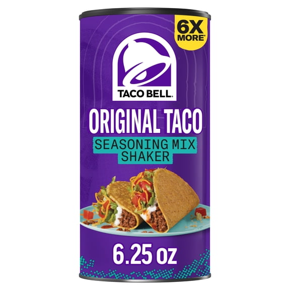 Taco Bell Original Taco Seasoning Mix Shaker, for Weeknight Dinners and Mexican-Inspired Dishes, 1 Canister, Original Taco Flavor, 6X More Seasoning than Individual Packets, 6.25 oz