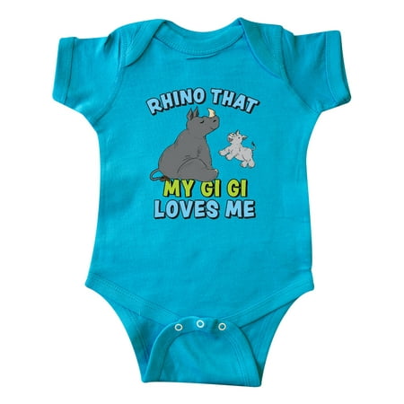

Inktastic Rhino That My Gi Gi Loves Me with Cute Rhinos Gift Baby Boy or Baby Girl Bodysuit