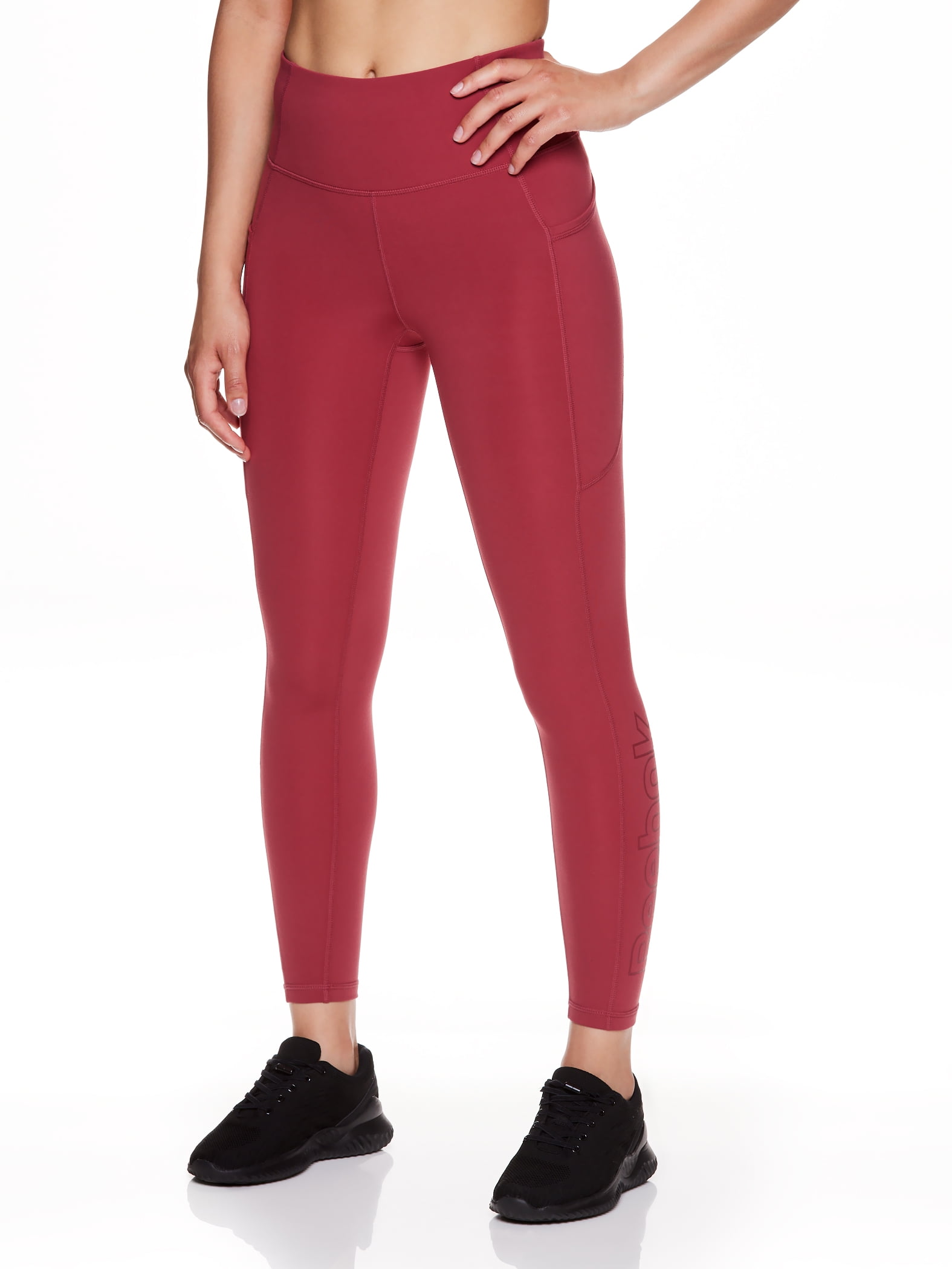 Reebok Women's Solid Print High Rise 7/8 Legging with 25" Inseam and
