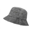 thumbnail image 4 of Gash Hao Bucket Hat ,Wide Brim Washed Denim Cotton Outdoor Sun Hat Flat Top Cap Sun Protection Cap, 4 of 6